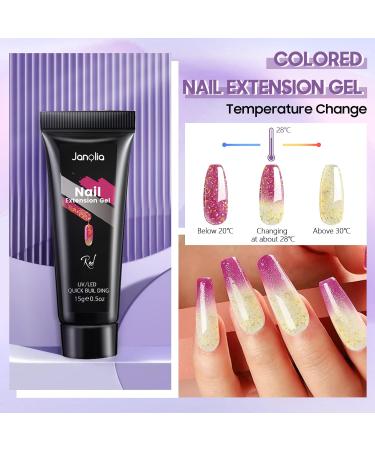 Janolia Amethyst Nail Extension Kit - UV Gel Starter Set with Nail Lamp Base & Top Coat for Perfect Nail Art Design - Buy Online on SooperMarket.com