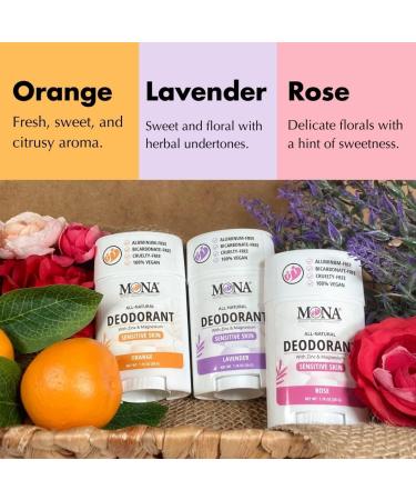 MONA BRANDS All Natural Deodorant For Women & Men | For Sensitive Skin | No Aluminum or Baking Soda | (3-Pack VARIETY-1 1.76 Oz each) - Buy Online on SooperMarket.com