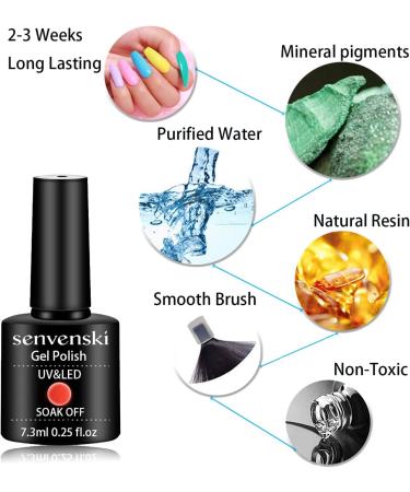 Senvenski Colour Changing Gel Nail Polish Gift Set - Red Black White Grey Brown Gold Glitter - Mood Chameleon UV LED Thermal Art Manicure Varnish (WB018) - Buy Online on SooperMarket.com
