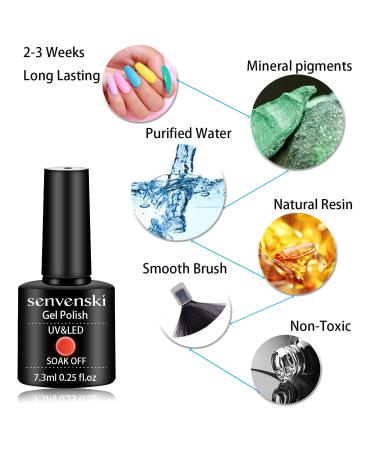 Senvenski Teal Gel Nail Polish Set - Blue Glitter Mint Olive Aqua Green Emerald Turquoise Shimmer - Starrily Sparkle Crystal - Soak Off UV LED Varnish Kit (CS007) - Buy Online on SooperMarket.com