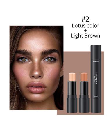 Yeweian 2 Colors Face Concealer Contour Stick 2 in 1 Highlight & Repair Pen - Face Makeup Shading Foundation Cream Pen (02Lotus+Light Brown) - Buy Online on SooperMarket.com