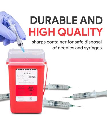 Sharps Container for Home Use and Professional 1 Quart (3-Pack) by Alcedo | Biohazard Needle and Syringe Disposal | Small Portable Container for Travel 1 Quart 3 - Buy Online on SooperMarket.com