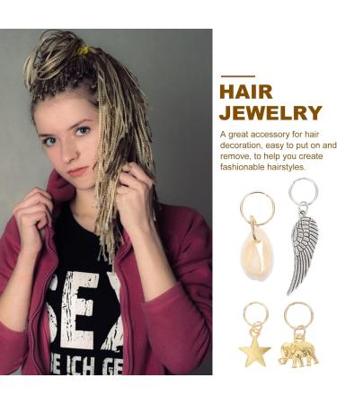 KALLORY 21 Pieces Dreadlock Jewelry Alloy Hair Braid Charms Hair Rings Shell Jewels Hair Decoration for Braiding Hair - Buy Online on SooperMarket.com