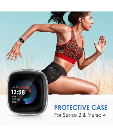 NANW 4-Pack Screen Protector Case for Fitbit Sense 2/Versa 4 | Soft TPU Bumper | Full Cover Protective Cases | Scratch-Proof | Black/Charcoal/Blue/Clear - Buy Online on SooperMarket.com