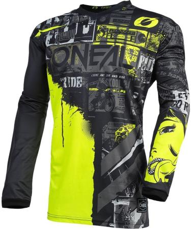 O'neal |Motocross jersey long arm |MX Enduro |Padded elbow protection V-neck breathable |Element jersey |Adult XL Black/Neon/Yellow