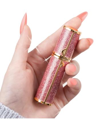 Gemice Perfume Travel Refillable Atomizer Luxury Glitter Bling Bottom Filling Perfumes Bottle Mini Fragrances Dispenser Portable Cologne Sprayer Pocket Size 5ml for Plane Trip Gift Sparkling Pink