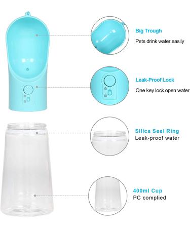UPSKY Dog Water Bottle for Walking - Portable Leak Proof Pet Travel Dispenser - 400ml Blue - Buy Online on SooperMarket.com