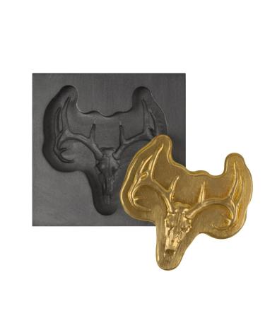 Small - Deer Skull 3D Graphite Ingot Mold for Precious Metal Casting Gold Silver Copper Melting