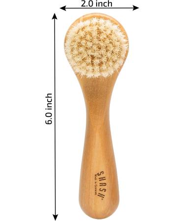 SHASH Exfoliating Face Brush - Made in Germany | Deep Intense Boar Bristle | Gently Exfoliates Skin for Glowing Complexion | Eco-Sourced Beech Wood - Buy Online on SooperMarket.com