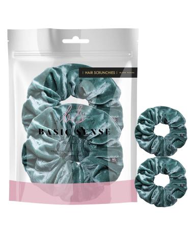 Velvet hair rubber emerald green 2 pieces