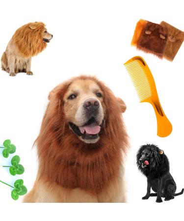 Lion Mane For Dog Lion Mane Costume For Dog Lion Mane For Dogs Large Dog Lion Mane Black Realistic Lion Mane Wig For Head Circumference 6/11/14.5inch (coffee M-11inch) M-11inch coffee