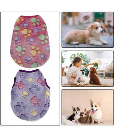 2 Pcs Warm Pet Shirt Footprints Pattern Pet Plush Pullover Soft Dog Plush Warm Hoodies Coat Apparel for Rabbit Cat Kitten Dog Puppy (XXS) - Buy Online on SooperMarket.com