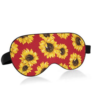 Haskirky Light Blocking Eye Mask Breathable and Adjustable Adult Men and Women Travel on Business Trips Yoga Meditation Light Smooth Comfortable Eye Mask Office Deep Sleep Goodies Red Sunflower