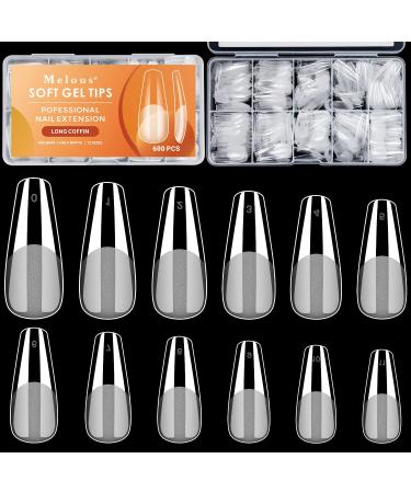 Melous 120PCS Long Coffin Soft Gel Nail Tips - Pre Buff Full Cover, Half Matte A0-120 Pcs - Buy Online on SooperMarket.com