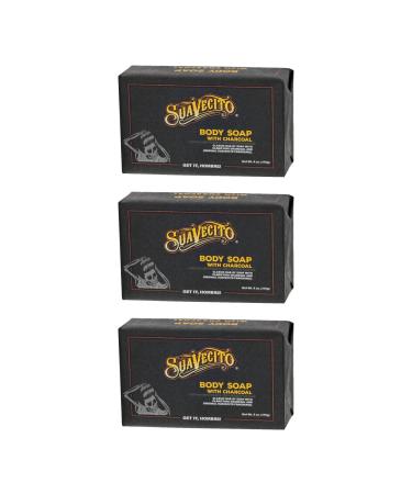 Suavecito Body & Hand Soap Bars Moisturizing Masculine Original Fragrance With Charcoal 6 oz 3 Pack