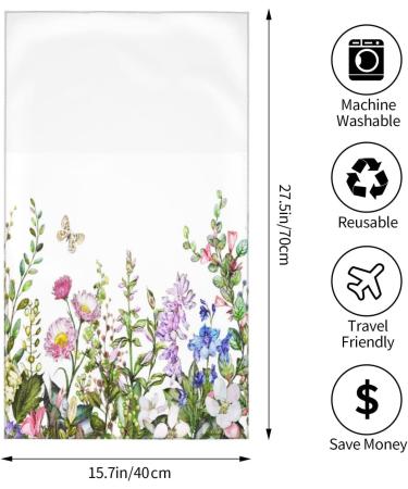 Watercolor Wildflower Leaves Fingertip Towel - Large Hand Towel for Bathroom, Kitchen & Spa (15.7x27.5 Inch) - Buy Online on SooperMarket.com