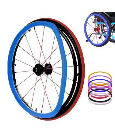 Wheelchair Push Rim Covers 24-Inch Silicone Hand Push for Sports Wheelchairs Wear-Resistant Grip Enhancer Easy to Clean Non-Slip.(Blue)