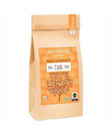 Friendship Organics Chai Spice Tea Bags Organic and Fair Trade Black Tea 44 count