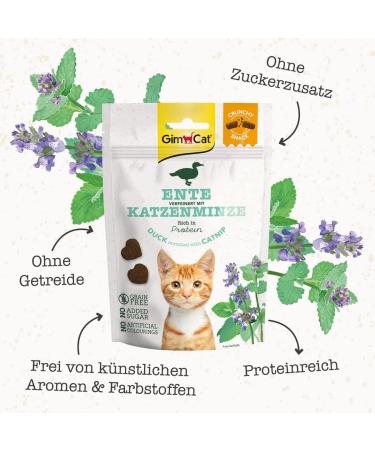Gimcat Crunchy Snacks with Catnip - Protein-Rich Duck Delicacies No Added Sugar - 50g Bag for Cats - Buy Online on SooperMarket.com