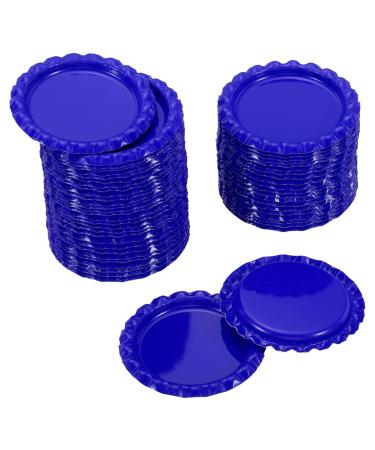 PATIKIL 1 Inch Flat Decorative Bottle Caps 50 Pack Craft Bottle Pendant Trays Double Sides Printed for DIY Pendants Craft Scrapbooks Dark Blue