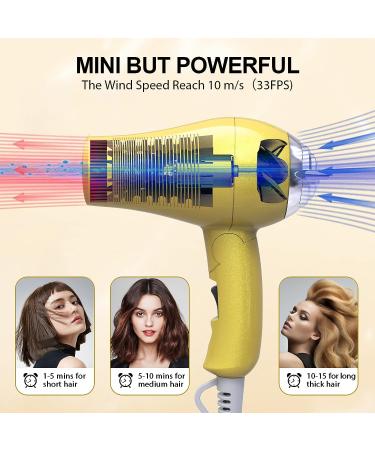 Portable Travel Hair Dryer  Mini Blow Dryer 1200W with Folding Handle & 125/250V Dual Voltage  with Concentrator & Diffuser Attachment - Buy Online on SooperMarket.com
