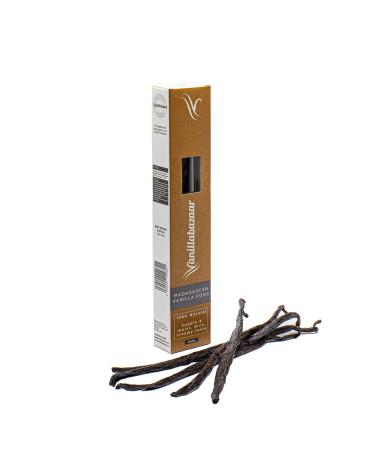 Vanillabazaar Sustainable Madagascan Grade A Beans - 5 Bourbon Gourmet Vanilla Pods in Resealable Tube for Chefs & Home Baking / Extraction Purposes