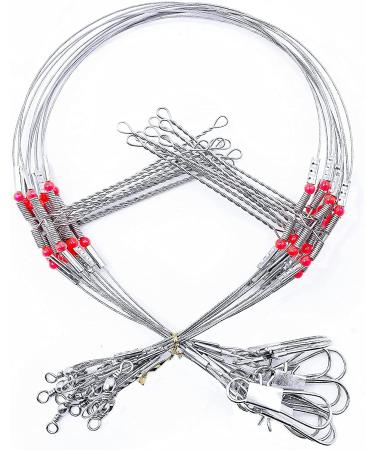YOTO Fishing Tackle Leaders,Hi-Low Rig,Double Arms Saltwater Stainless Steel Leader with Swivels,High-Strength Fish Wire Gear Equipment, Fishing Gift C1-17.7" 70lb-12pcs