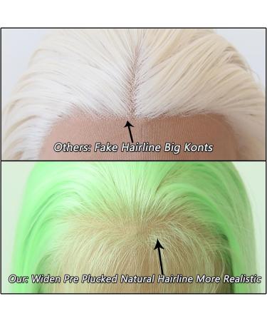 Light Green Synthetic Lace Front Wig - Long Straight Heat Resistant Fiber Hair - Pre Plucked Natural Hairline - for Cosplay and Daily Wear - Buy Online on SooperMarket.com