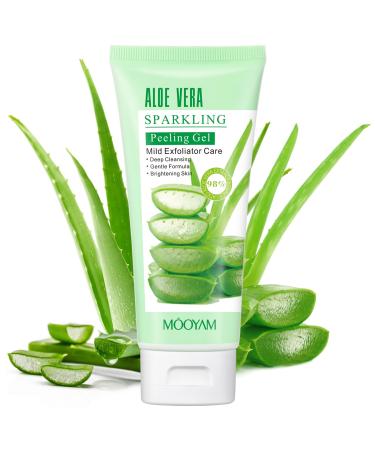 Peeling Gel Aloe Vera Sparkling Peeling Gel Deep Cleansing Face Scrub Exfoliating Face Wash Brightening Facial Scrub Facial Exfoliator Exfoliant Facial Dead Skin Remover for Face Acne Dark Spots