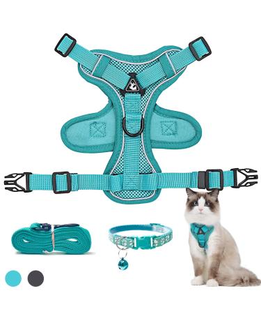 FINEASY Cat Harness and Lead Set for Walking with Cat Collars Adjustable Kitten Harness Escape Proof with Reflective Strip Kitten Vest Harnesses for Pet Kitten Dog Rabbit (Green M) M Green