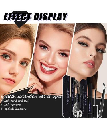 Qiveaory Lash Bond and Seal Kit 3Pcs DIY Lash Extension with Waterproof Lashe Cluster Glue 72h Hold and Seal Lash Remover Tweezers for Eyelash Extensions Beginners Self Use at Home - Buy Online on SooperMarket.com