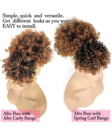 Afro Puff Drawstring Ponytail with 2 Bangs Afro High Puff Bun with Spring Curl Bangs and Afro Puff Bangs Clip in Hairpieces Pineapple Updo Ponytail with Bangs(T1B/30) 1 ponytail+ 2 bangs T1B/30 - Buy Online on SooperMarket.com