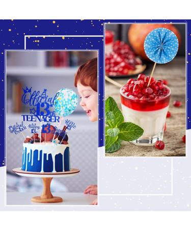 17 Pcs Official 13th Teenager Cake Toppers Giltter Blue Number 13 Pick Cake Decoration Official Teenager Cake Topper with Ballon Cheers to 13 Fabulous Birthday Decoration for 13th Birthday Party - Buy Online on SooperMarket.com