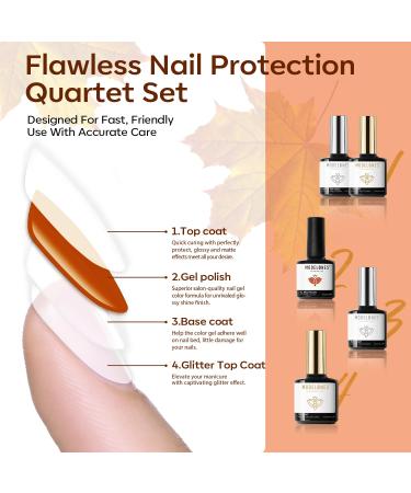 Modelones 20 Colors Gel Nail Polish Kit - Fall Pink Brown Nude Orange with Glitter | Glossy & Matte Top Base Coat for DIY Nail Art Gifts - Buy Online on SooperMarket.com