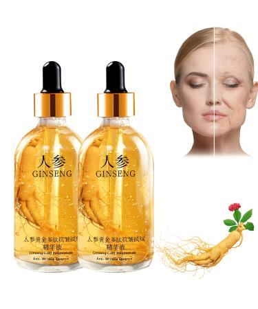 Ginseng Serum Ginseng Polypeptide Anti-Ageing Essence Oil Ginseng Gold Polypeptide Anti-Wrinkle Essence One Ginseng Per Bottle for Tightening Sagging Skin Reduce Fine Lines (2PCS)