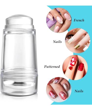 Nail Art Stamper Set - 1 Pc Silicone Nail Art Stamper with 2 Pcs French Nail Stamper Head 1 Nail Stamping Plate and 1 Scraper Manicure Tools Kit for Home Salon DIY Nail Art Decor - Buy Online on SooperMarket.com