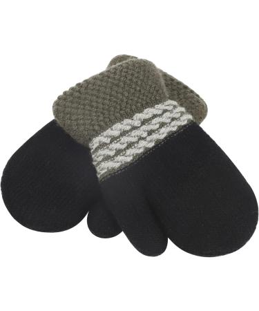 Niceyea Toddler Knitted Gloves | Winter Warm Full Finger Mittens with Fluffy Lining | Magic Gloves for Boys Girls 1-3 Years Old | Black - Buy Online on SooperMarket.com