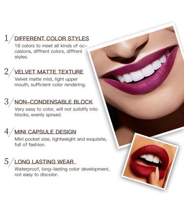 LSxia 18 Colors Capsule Pills Lipstick Set - Long Lasting Matte Lipsticks for Women - Cute Dark Red Lipsticks - Buy Online on SooperMarket.com