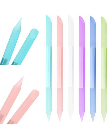 6 Pieces Glass Cuticle Pusher Manicure Stick Double Sided Cuticle Trimmer Crystal Cuticle File Glass Cuticle Stick Precision Filling Cuticle Remover Tool with Case for Girls Nail Salons 6 Colors