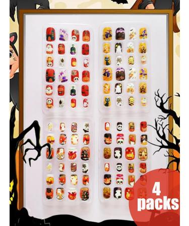SEO Optimized Meta Title: "Halloween Press on False Nails for Kids - 96 pcs | Full Cover Fake Nails with Adhesive Tabs for Holiday Nail Art Decoration - Buy Online on SooperMarket.com