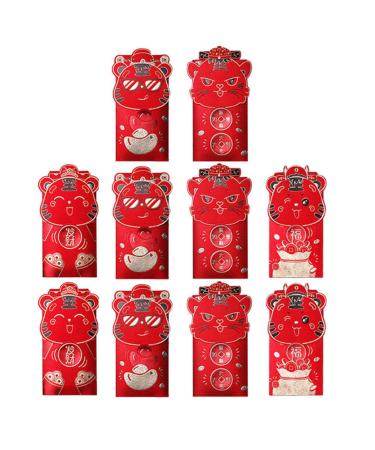 Lurrose 10pcs Year of The Tiger Red Envelope Card Envelopes Money Envelope Gift Card Envelope Gift Red Envelopes for Gift Cards Hong Bao Gift Delicate Red Envelope Gift Hong Bao Wedding