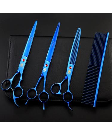 8 inch Purple Dragon 3 in 1 Professional Pet Grooming Thinning Scissors - Upward Curved Shears - Dog Hair Cutting Scissor in Blue - Buy Online on SooperMarket.com