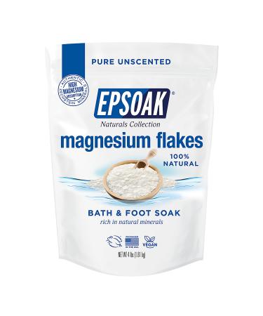 Epsoak Naturals Collection Magnesium Flakes for Foot Spa & Relaxing Bath 4 lb 100% Natural & Unscented Zechstein Magnesium Chloride