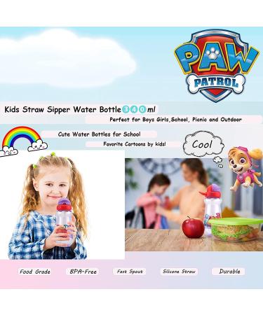 Shop 2x Paw Patrol Skye Water Bottles - BPA-Free 340ml Purple Sports Bottle with Straw for Kids Perfect for School & Picnic - Buy Online on SooperMarket.com