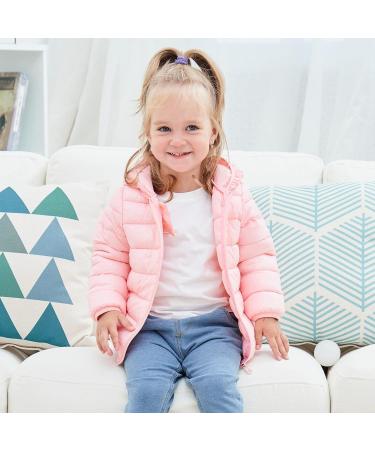 Kids Pink Puffer Jacket | Hooded Winter Coat for Boys & Girls | Lightweight Outerwear 2-3 Years - Buy Online on SooperMarket.com