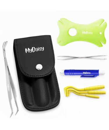 MYDAISY Tick Tweezers 7 in 1 Set with Case Tick Tweezers for Dogs Tick Card Complete Set for Removing Ticks