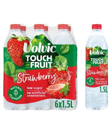 Volvic Touch of fruit low Sugar Strawberry Natural Flavoured Water Variety Pack (6x1.5ltr) Strawberry 1.5 l (Pack of 6)