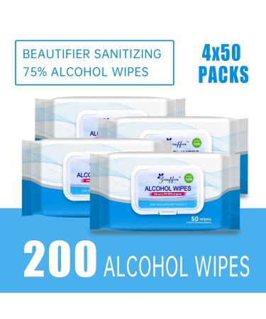Beautifier Life 75% Alcohol Hand Sanitizer Wet Wipes with Aloe & Vitamin E - 200 Count for Men, Women & Kids - Buy Online on SooperMarket.com