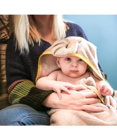 JM Organic Bamboo Hooded Baby Towel - Hypoallergenic & Absorbent - Perfect Baby Gift Set with Washcloth & Laundry Bag - Happy Elephant - Buy Online on SooperMarket.com