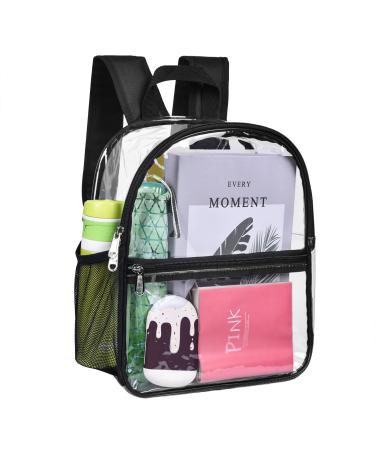 Oraben Clear Backpack Stadium Approved 12126, Small Clear Backpack Transparent Backpack for Sports Event Concert Black